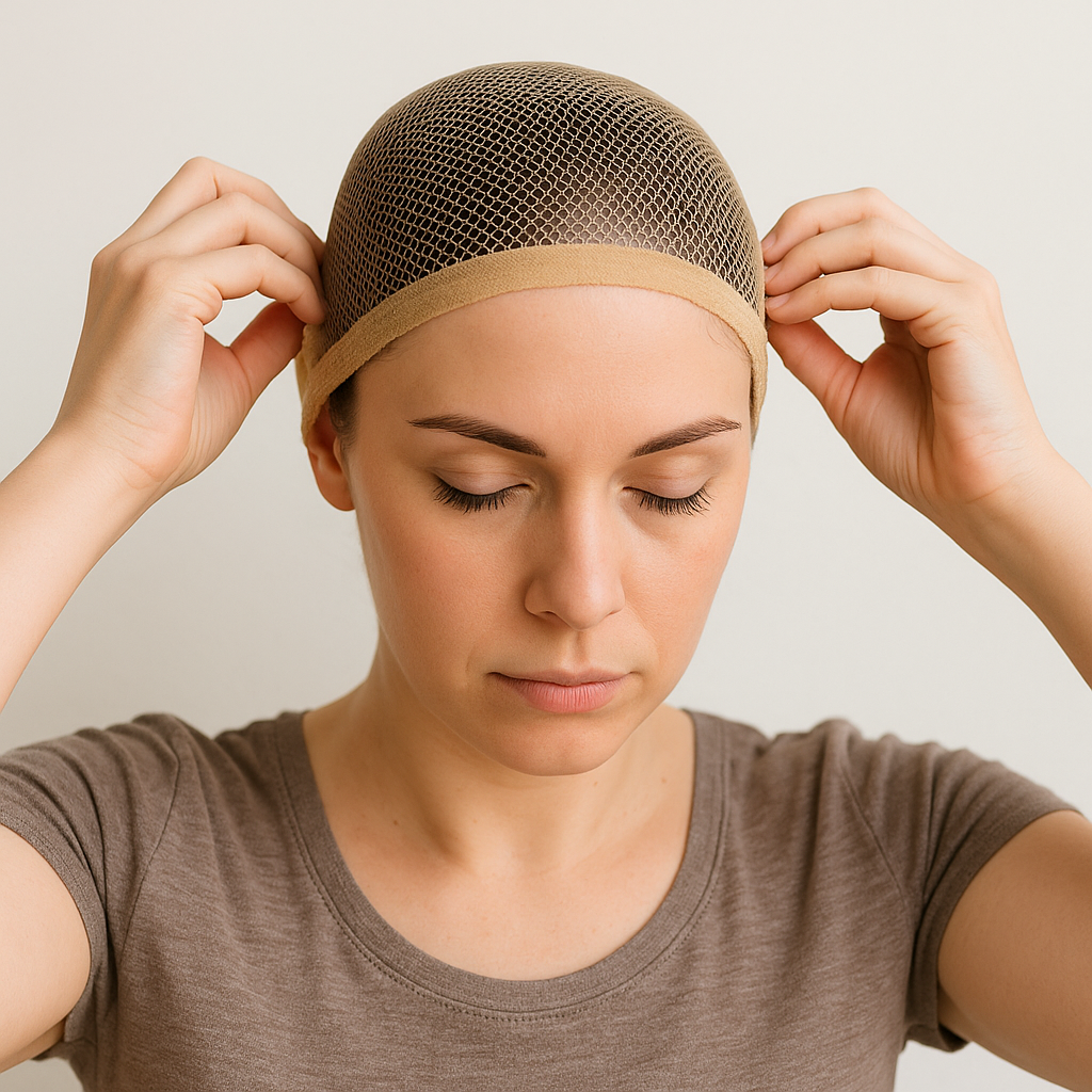 Wig cap voor het dragen van een synthetische pruik